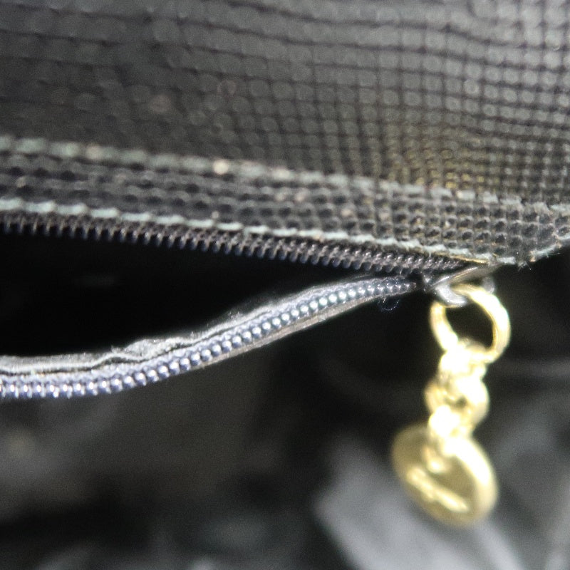 Salvatore Ferragamo black PVC lizard-embossed handbag with gold-tone hardware