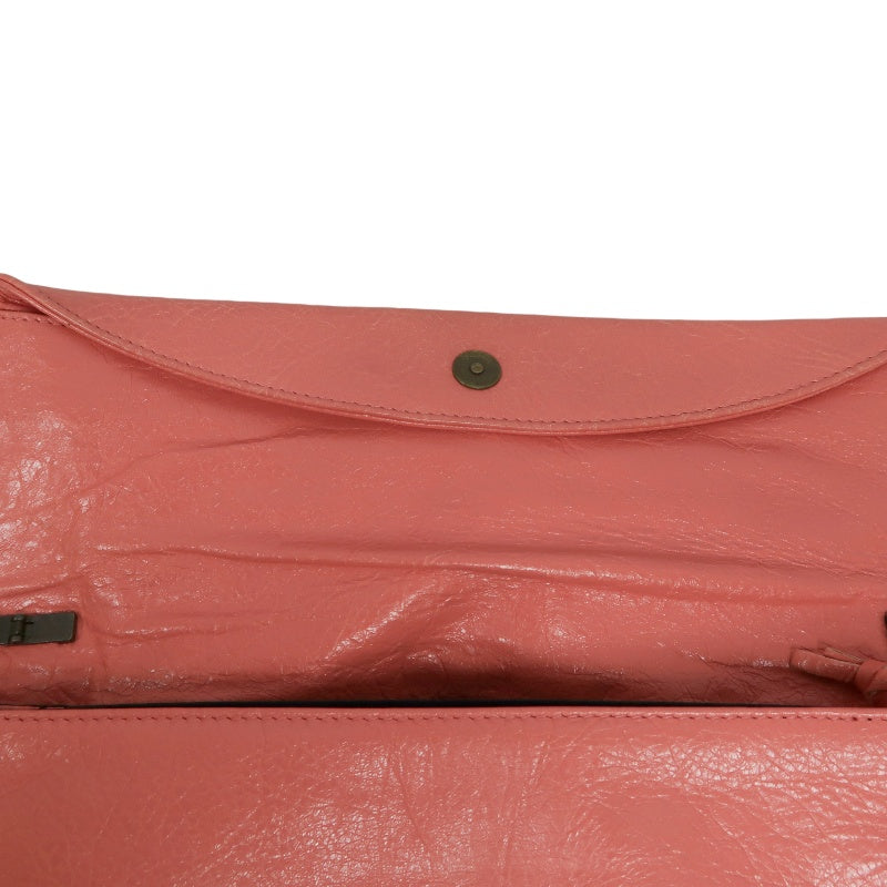 BALENCIAGA Pink Crinkled Lambskin Leather Motorcycle Crossbody Bag