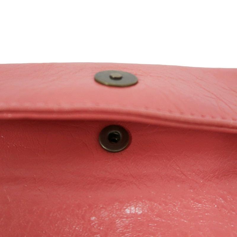 BALENCIAGA Pink Crinkled Lambskin Leather Motorcycle Crossbody Bag