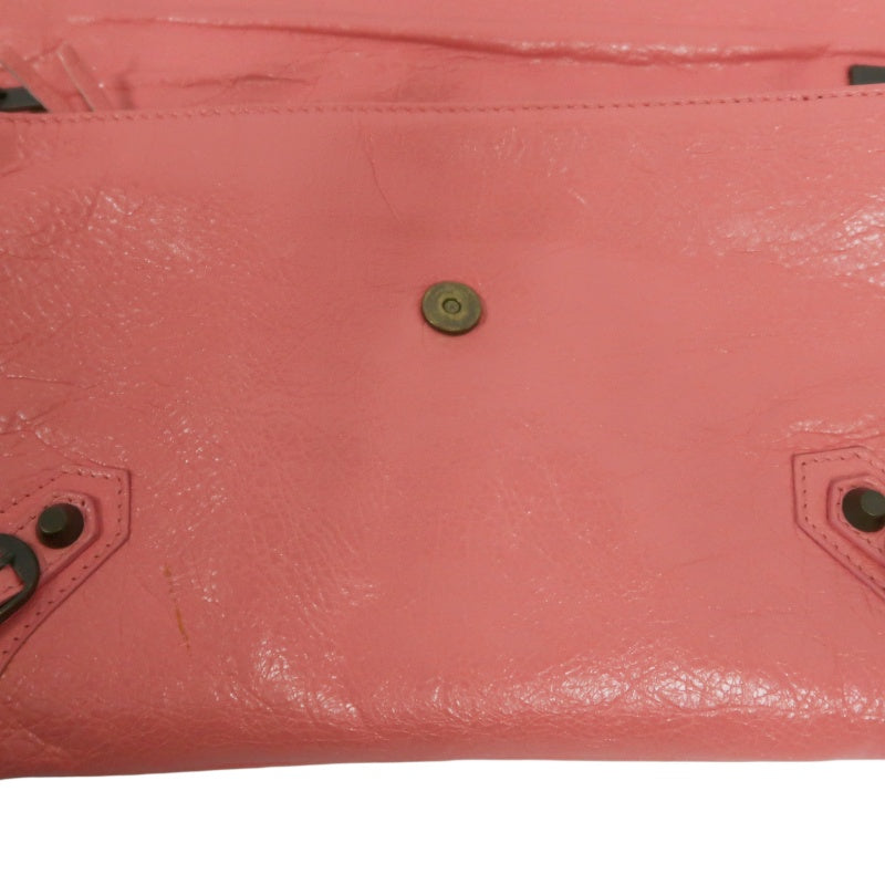 BALENCIAGA Pink Crinkled Lambskin Leather Motorcycle Crossbody Bag