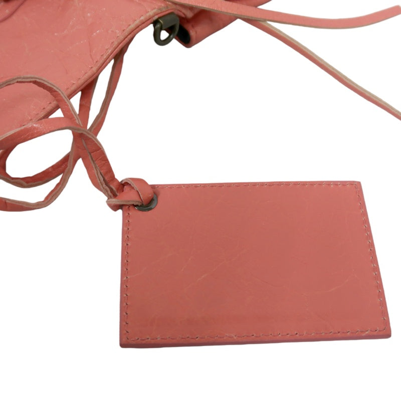 BALENCIAGA Pink Crinkled Lambskin Leather Motorcycle Crossbody Bag