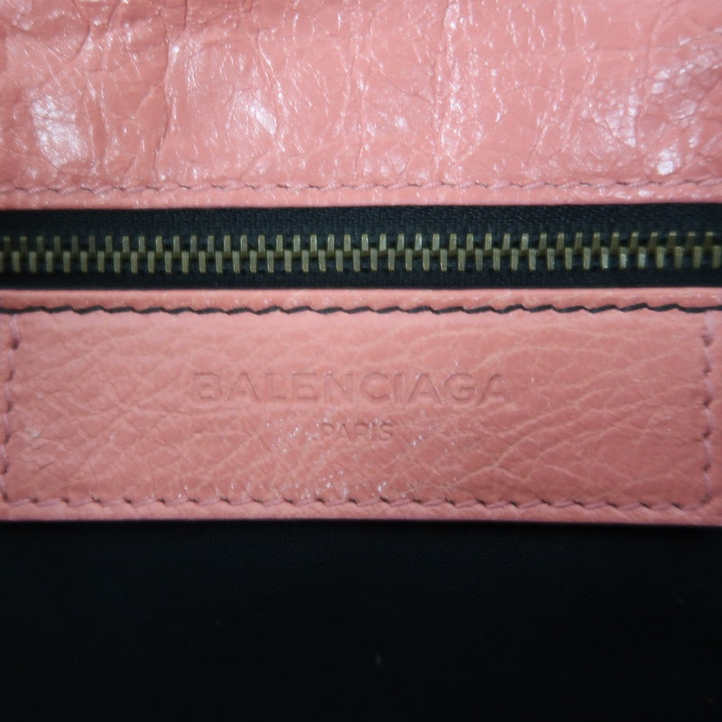 BALENCIAGA Pink Crinkled Lambskin Leather Motorcycle Crossbody Bag