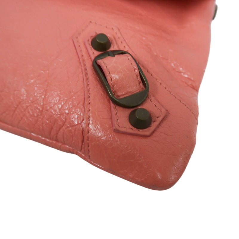 BALENCIAGA Pink Crinkled Lambskin Leather Motorcycle Crossbody Bag