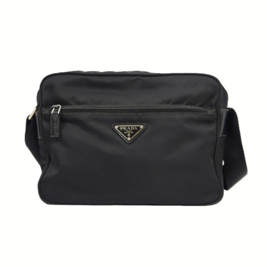 PRADA Shoulder Bag Nylon Black Silver Hardware