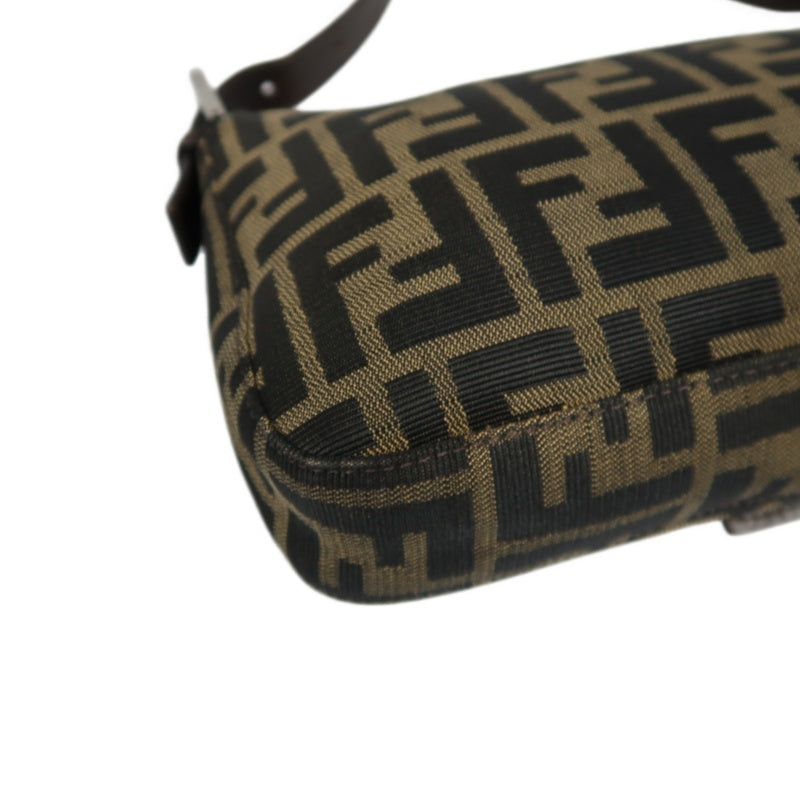 Fendi Zucca Mamma Baguette Handbag Canvas Brown Silver Hardware
