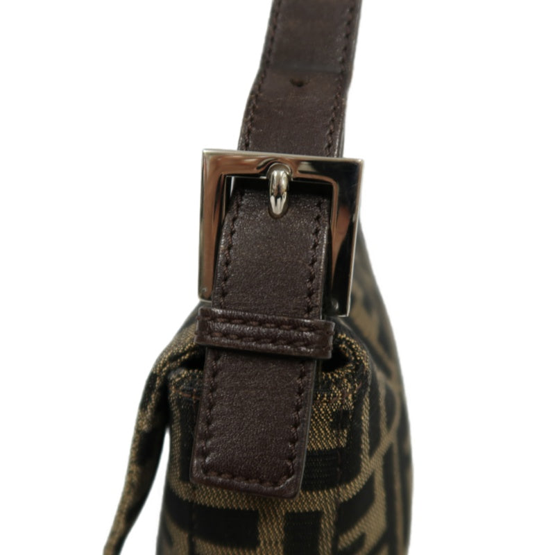Fendi Zucca Mamma Baguette Handbag Canvas Brown Silver Hardware
