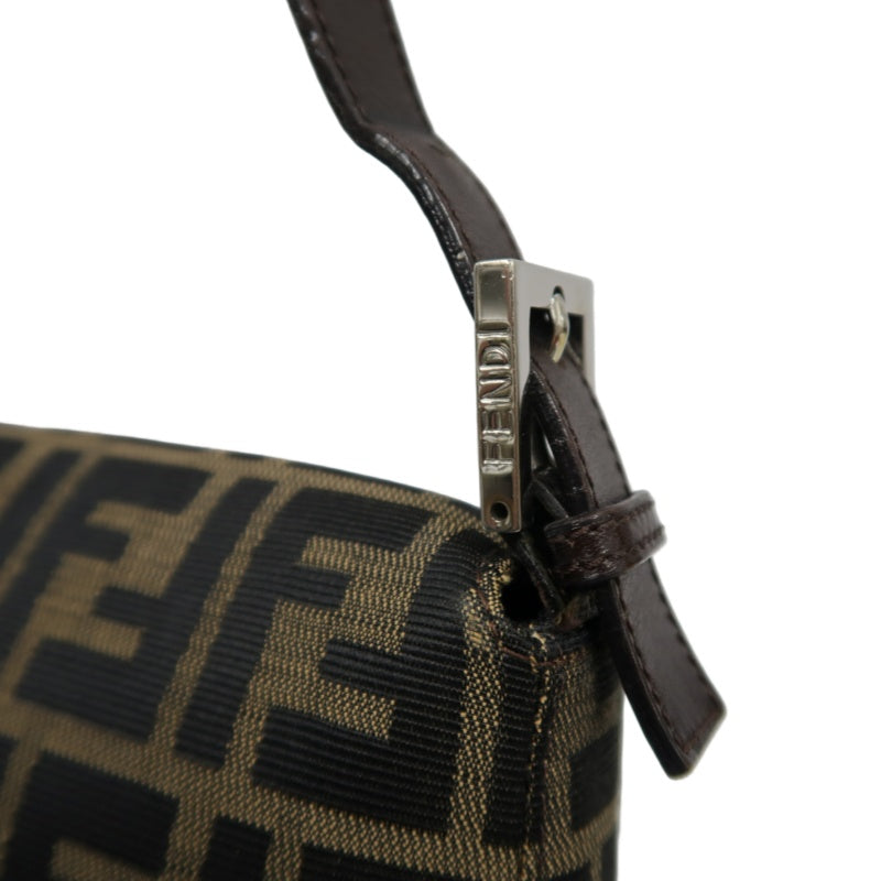 Fendi Zucca Mamma Baguette Handbag Canvas Brown Silver Hardware