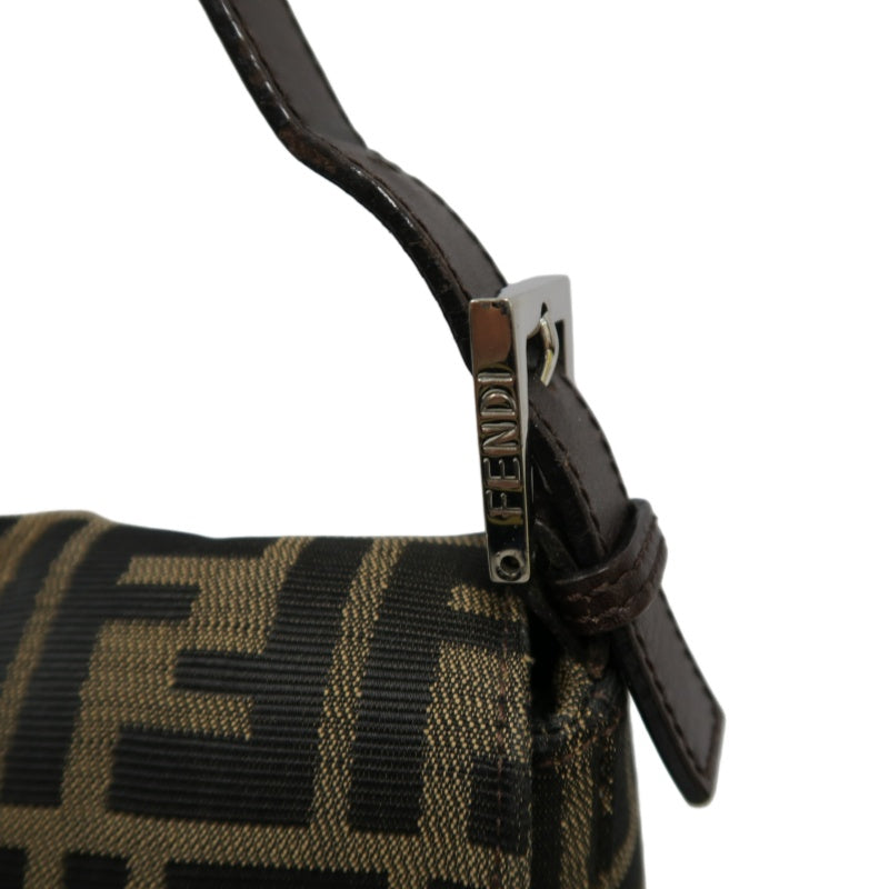 Fendi Zucca Mamma Baguette Handbag Canvas Brown Silver Hardware