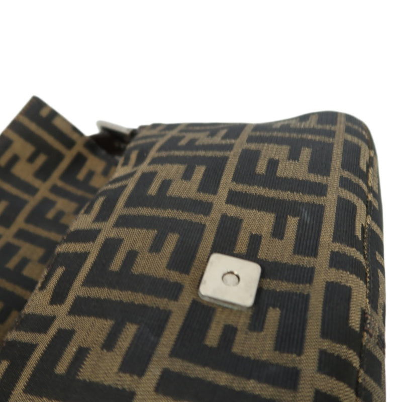 Fendi Zucca Mamma Baguette Handbag Canvas Brown Silver Hardware