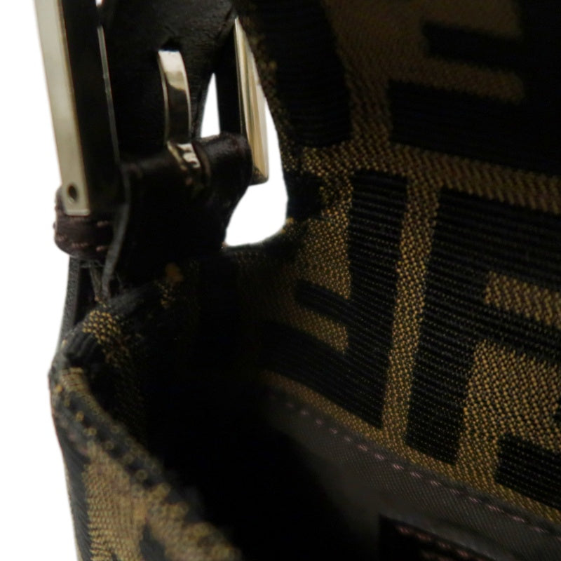 Fendi Zucca Mamma Baguette Handbag Canvas Brown Silver Hardware