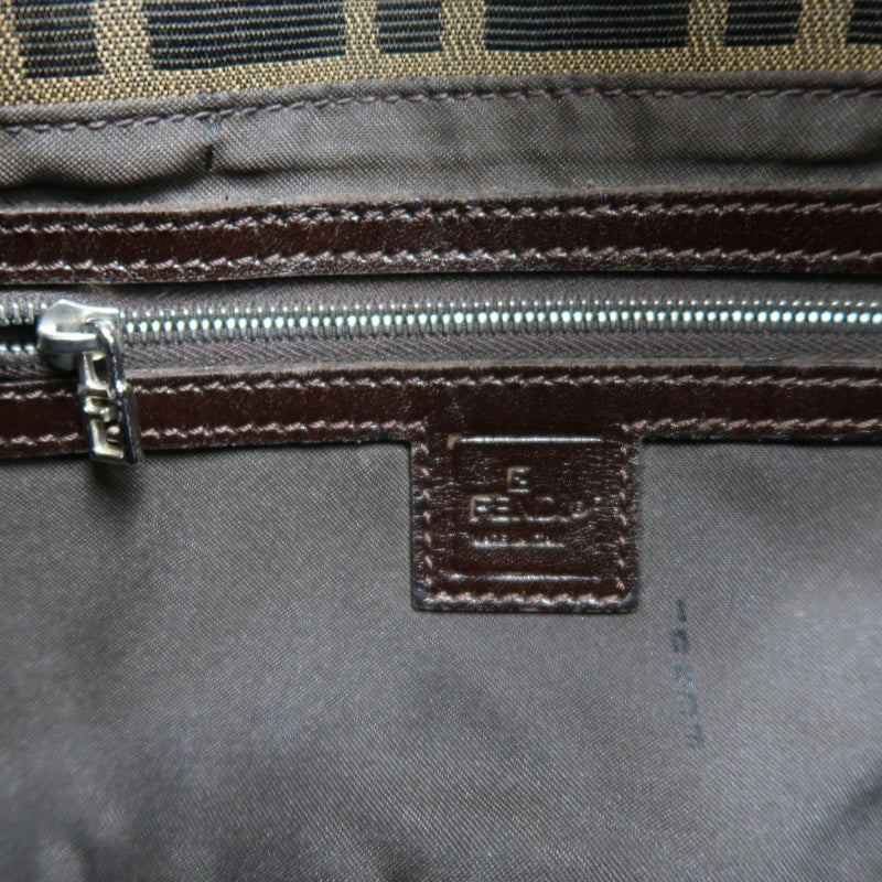 Fendi Zucca Mamma Baguette Handbag Canvas Brown Silver Hardware