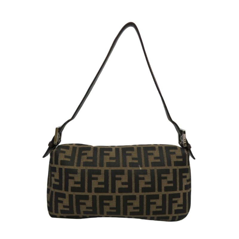 Fendi Zucca Mamma Baguette Handbag Canvas Brown Silver Hardware