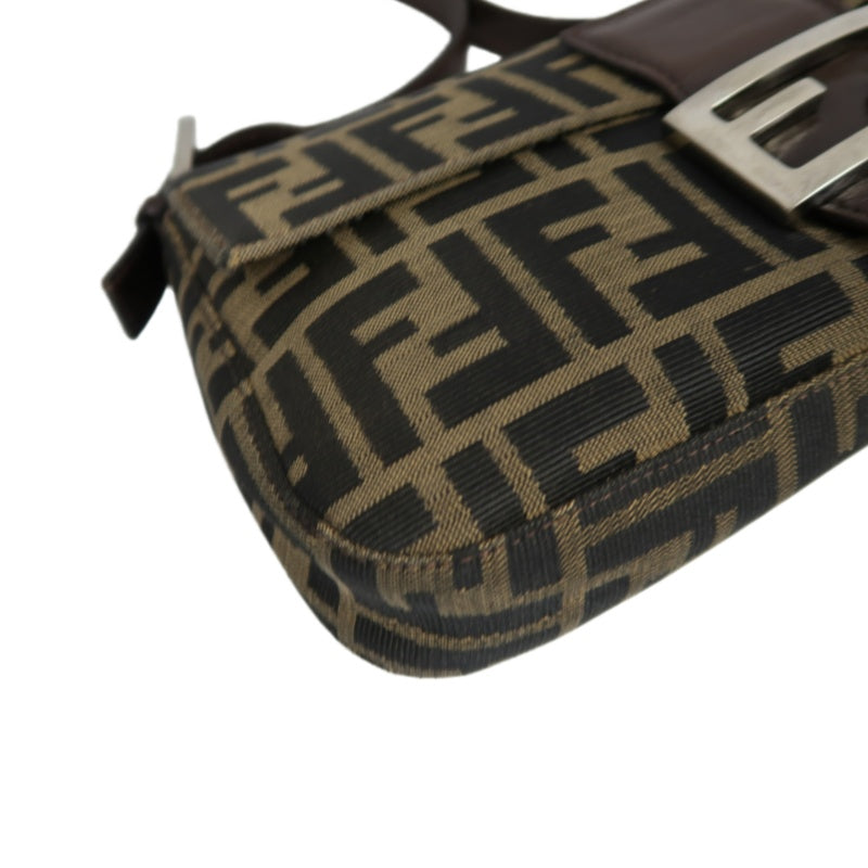 Fendi Zucca Mamma Baguette Handbag Canvas Brown Silver Hardware