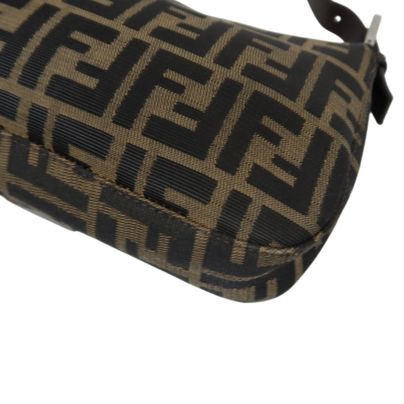 Fendi Zucca Mamma Baguette Handbag Canvas Brown Silver Hardware