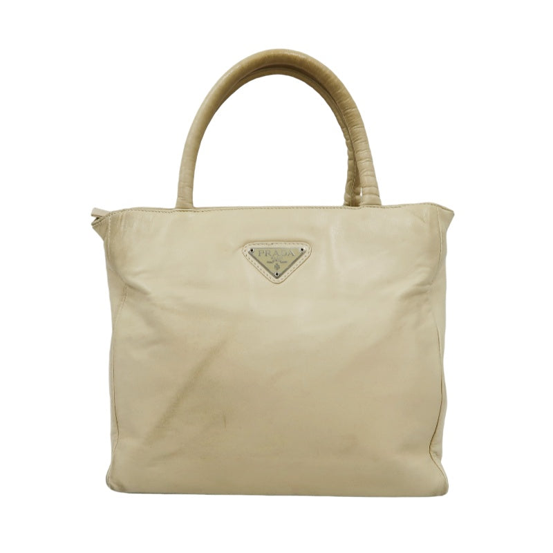 PRADA handbag leather beige cowhide tote bag