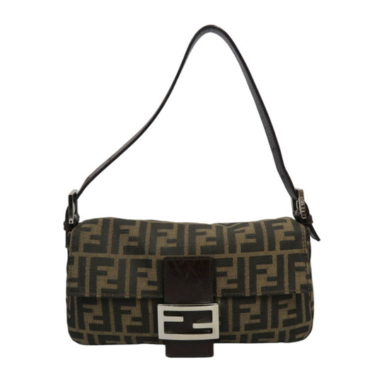 Fendi Zucca Mamma Baguette Canvas Handbag Brown