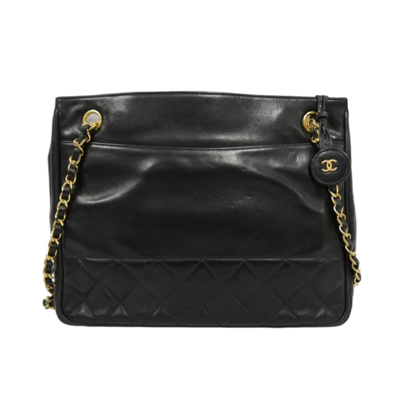 CHANEL Tote Bag, Lambskin, Black, Gold Hardware, Shoulder Bag