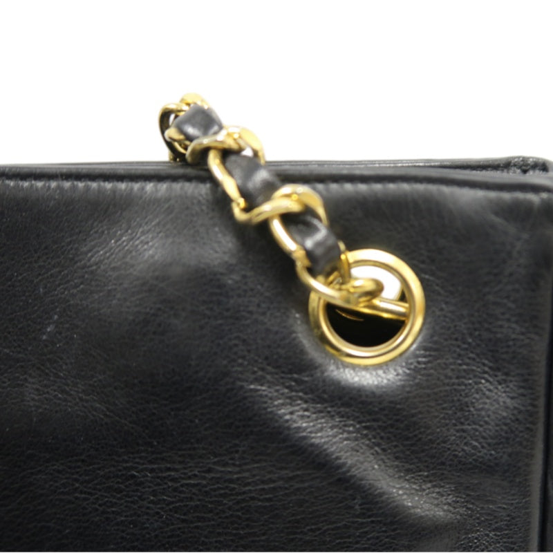 CHANEL Tote Bag, Lambskin, Black, Gold Hardware, Shoulder Bag