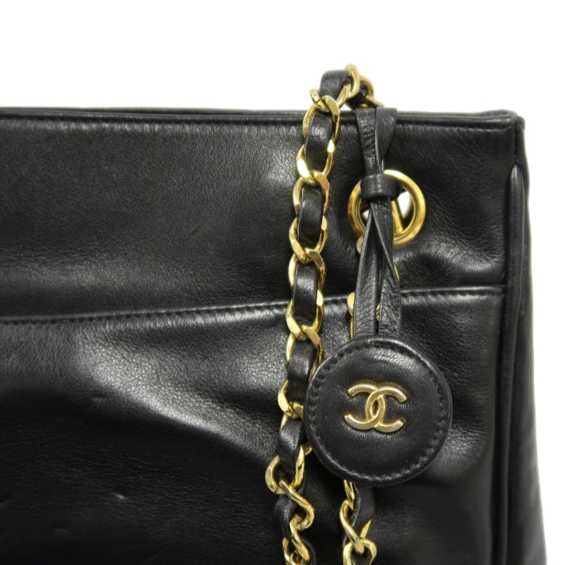 CHANEL Tote Bag, Lambskin, Black, Gold Hardware, Shoulder Bag