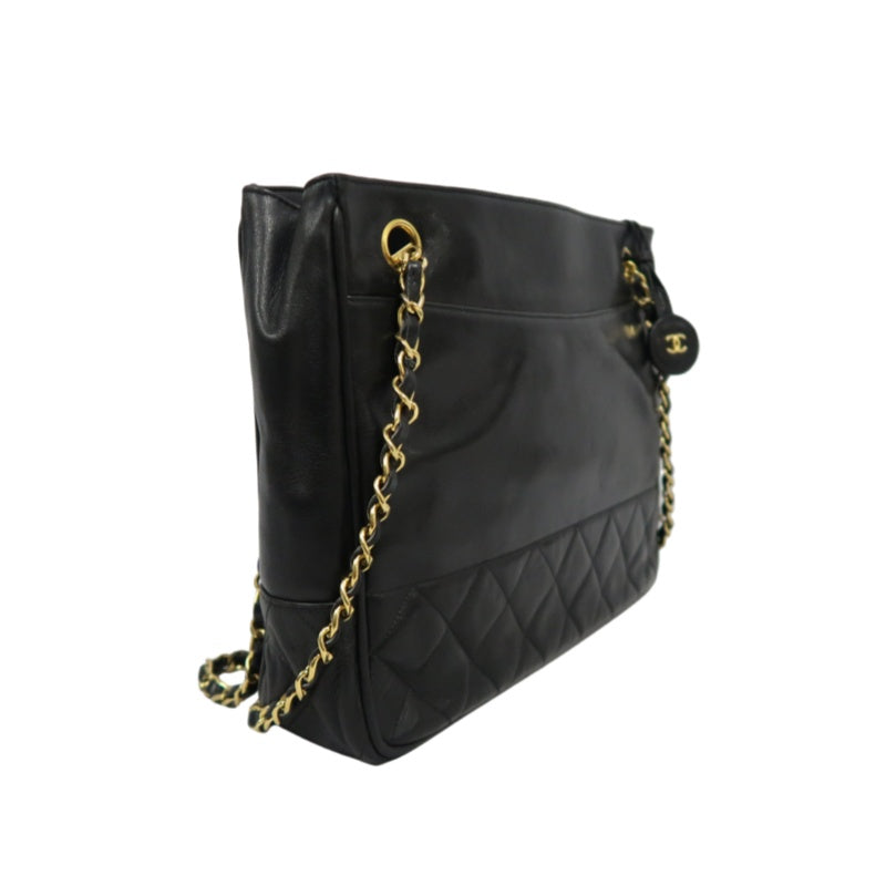 CHANEL Tote Bag, Lambskin, Black, Gold Hardware, Shoulder Bag