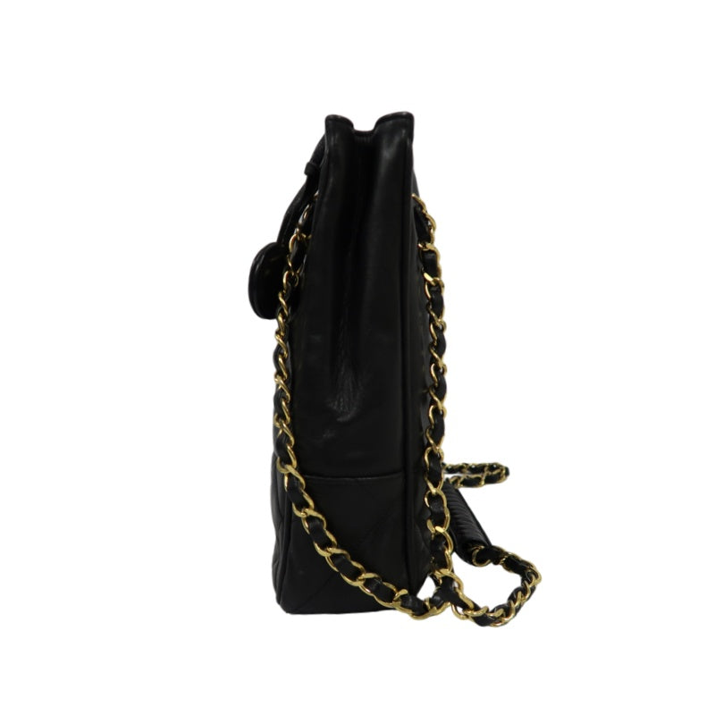 CHANEL Tote Bag, Lambskin, Black, Gold Hardware, Shoulder Bag