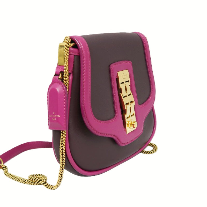 LOUIS VUITTON Trapecio Suhali Shoulder Bag Prune Art Deco Purple Gold Hardware LV Purple Leather Limited Edition Color-Block Crossbody Chain Bag