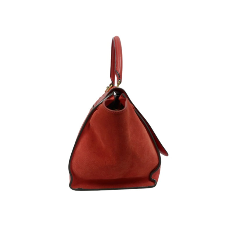 CELINE Trapeze Handbag, Red Leather, Includes Short Shoulder Strap