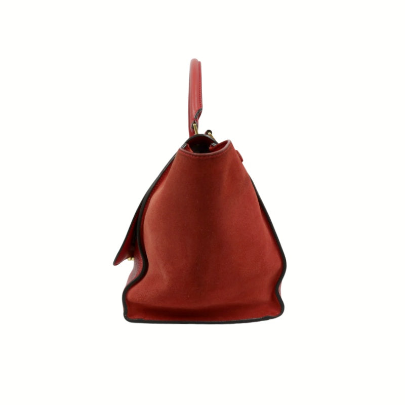 CELINE Trapeze Handbag, Red Leather, Includes Short Shoulder Strap