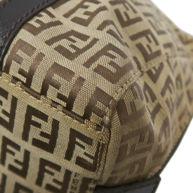FENDI Zucca Monogram Canvas Boston Handbag, Brown