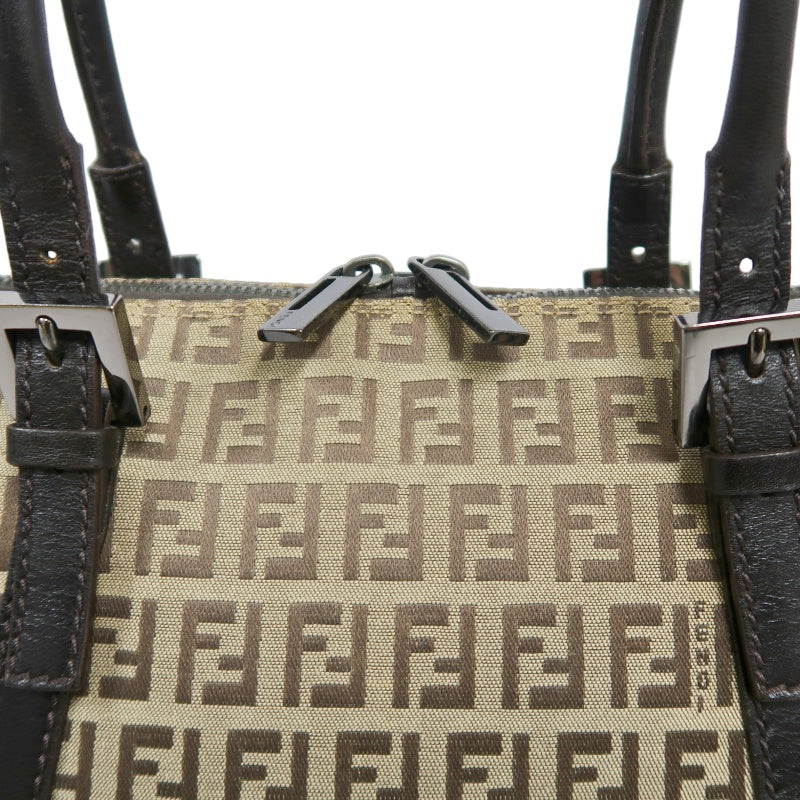 FENDI Zucca Monogram Canvas Boston Handbag, Brown