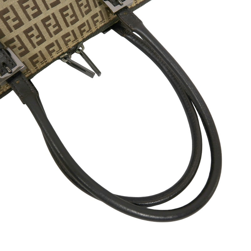 FENDI Zucca Monogram Canvas Boston Handbag, Brown