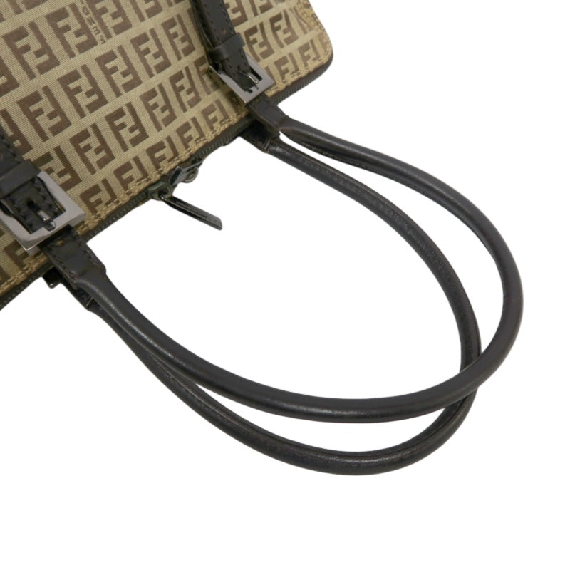 FENDI Zucca Monogram Canvas Boston Handbag, Brown