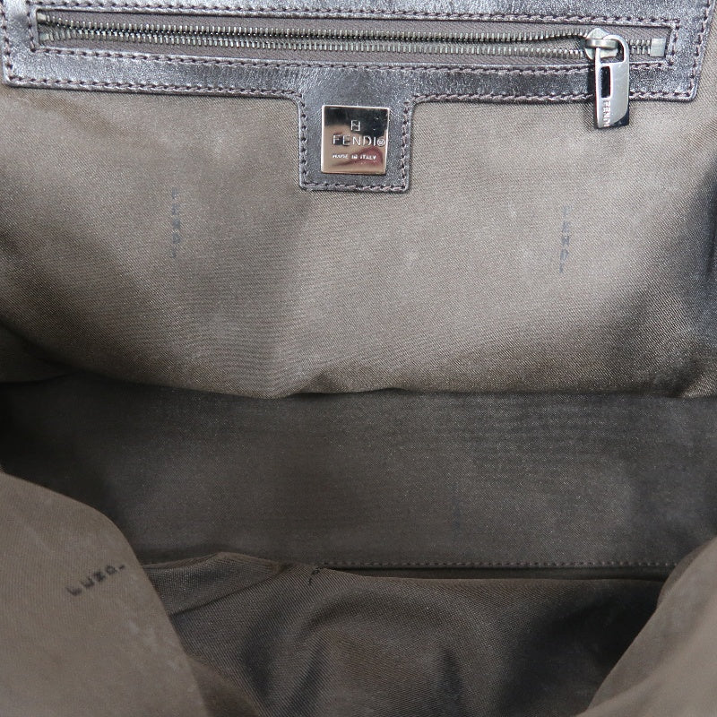 FENDI Zucca Monogram Canvas Boston Handbag, Brown