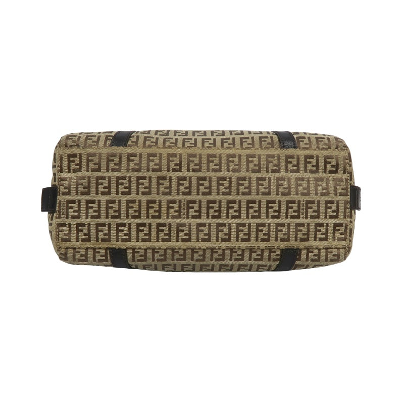 FENDI Zucca Monogram Canvas Boston Handbag, Brown