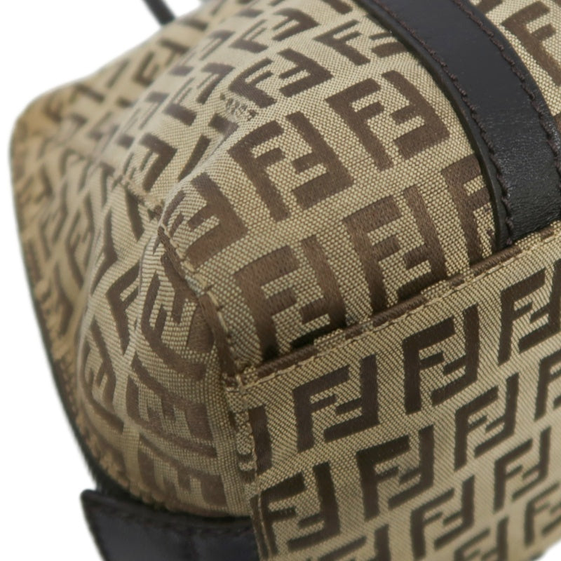 FENDI Zucca Monogram Canvas Boston Handbag, Brown