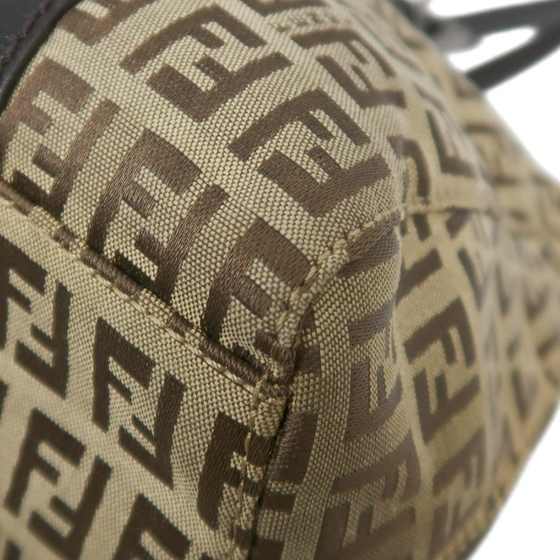 FENDI Zucca Monogram Canvas Boston Handbag, Brown