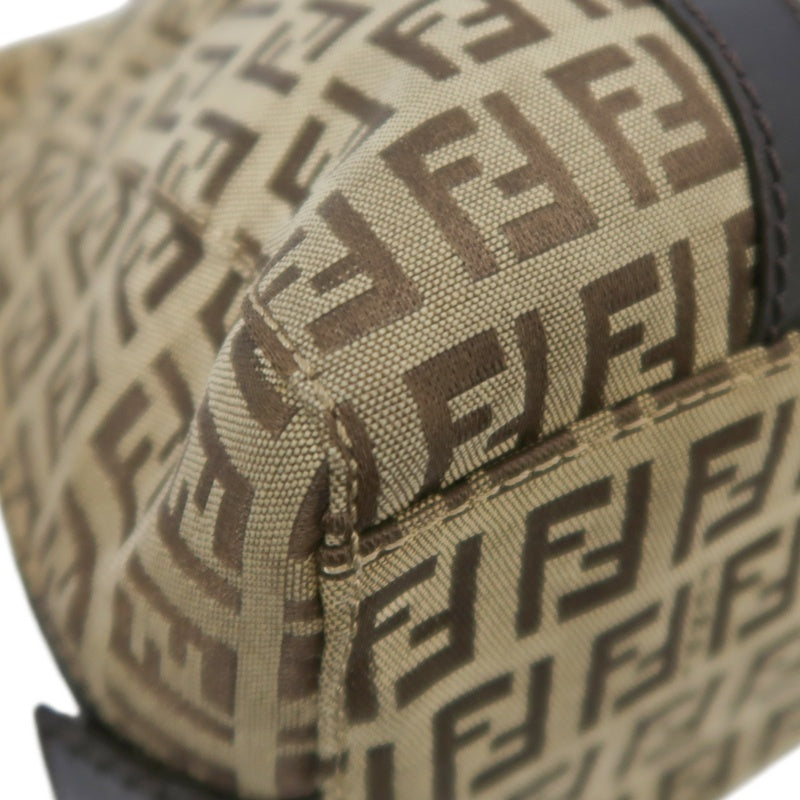 FENDI Zucca Monogram Canvas Boston Handbag, Brown
