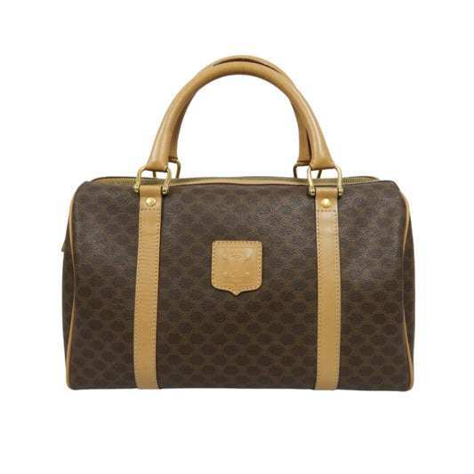 CELINE Macadam Monogram PVC Boston Handbag, Brown