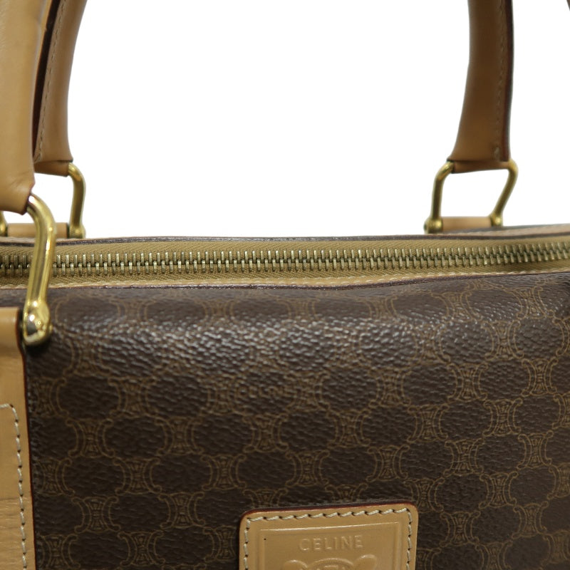CELINE Macadam Monogram PVC Boston Handbag, Brown