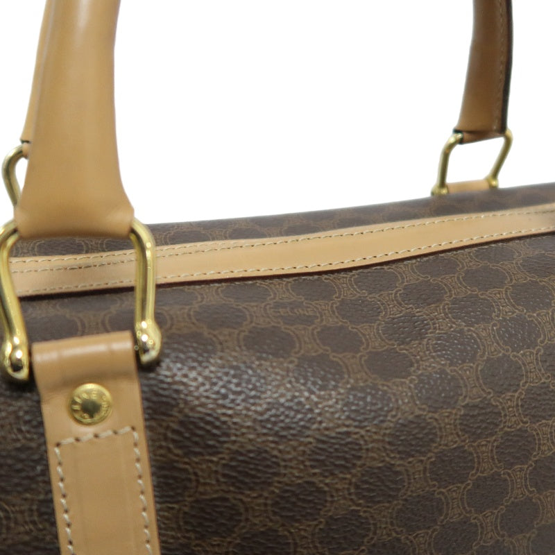 CELINE Macadam Monogram PVC Boston Handbag, Brown