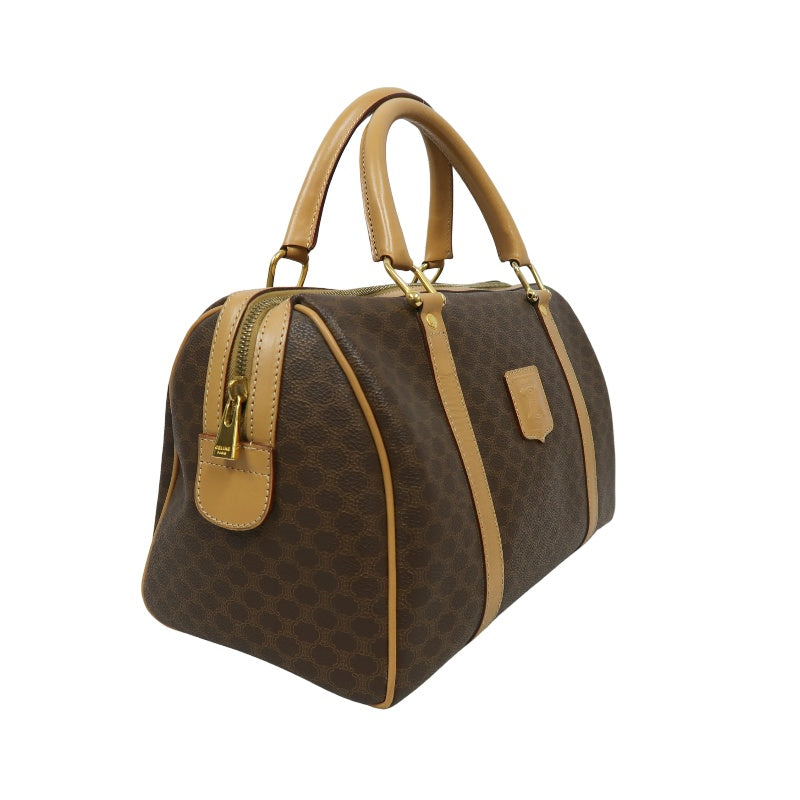 CELINE Macadam Monogram PVC Boston Handbag, Brown