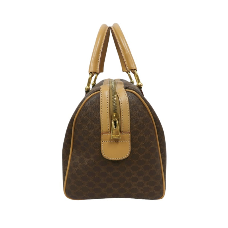 CELINE Macadam Monogram PVC Boston Handbag, Brown