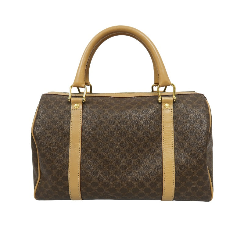 CELINE Macadam Monogram PVC Boston Handbag, Brown
