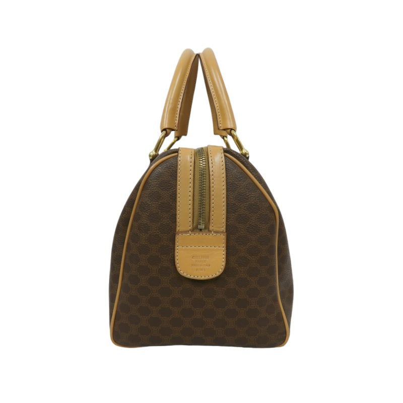 CELINE Macadam Monogram PVC Boston Handbag, Brown