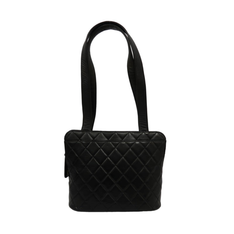 CHANEL Matelasse Lambskin Black Gold-Tone Hardware Shoulder Bag