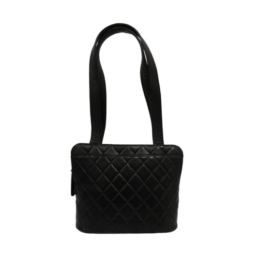 CHANEL Matelasse Lambskin Black Gold-Tone Hardware Shoulder Bag