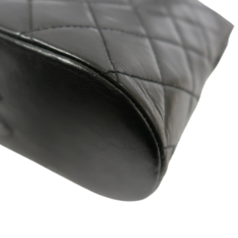 CHANEL Matelasse Lambskin Black Gold-Tone Hardware Shoulder Bag