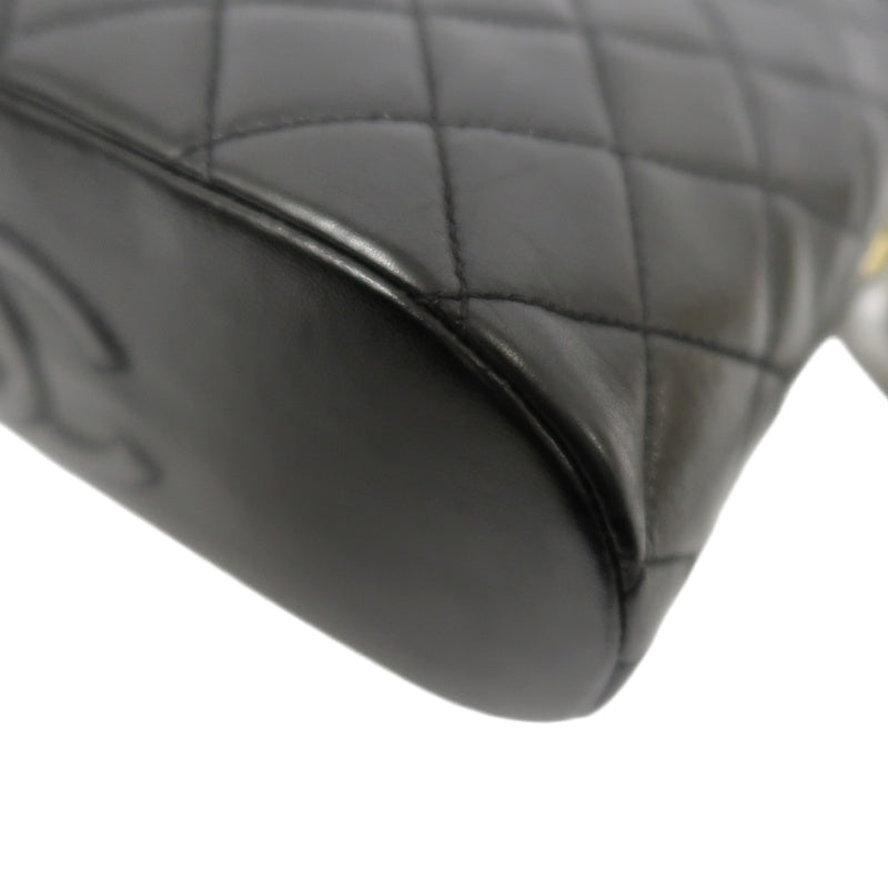 CHANEL Matelasse Lambskin Black Gold-Tone Hardware Shoulder Bag