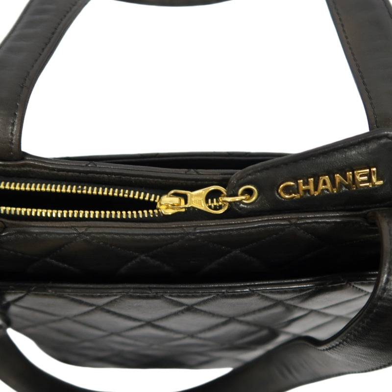 CHANEL Matelasse Lambskin Black Gold-Tone Hardware Shoulder Bag