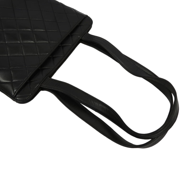 CHANEL Matelasse Lambskin Black Gold-Tone Hardware Shoulder Bag
